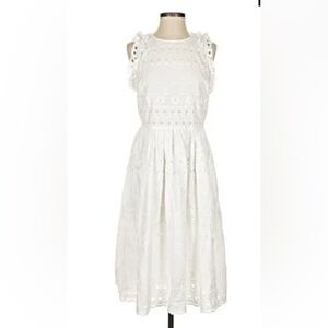 Kate Spade New York White Eyelet Sleeveless Dress, Size 14